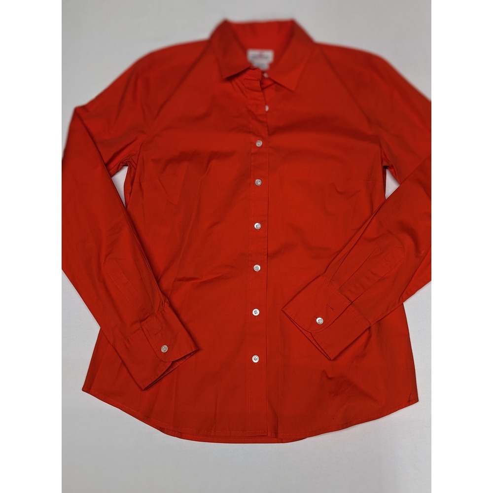 J.Crew Haberdashery Red Stretch Cotton Button Down Shirt Womens Small 29866